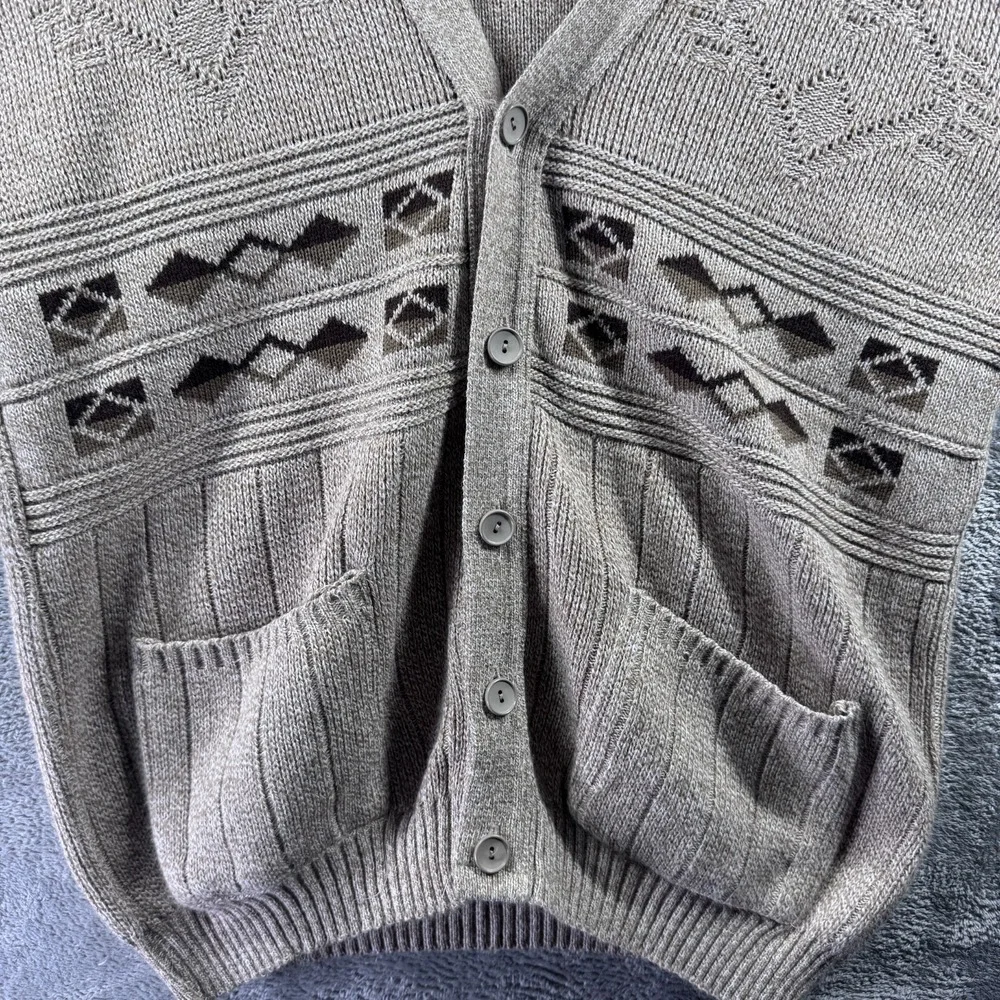 Vintage 90s Menswear Tan Textured Button Cardigan Sweater XL Made in UK